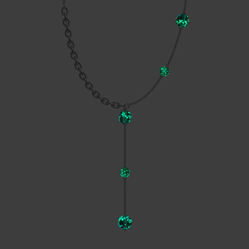 Indigo | Argent | Suspension double cascade de verre Firefly